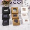 10 Pcs Square White/Kraft/Black Window Packaging Boxes, Various Sizes, Wedding Party Gifts, Handmade Soap Chocolate Flat Boxes