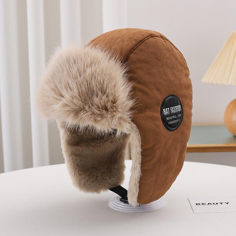 New Winter Plush Korean Knitted Hat for Women with Versatile Warm Ear Protection Thickened Fashionable Airplane Hat Men's Pull-out Hat
