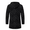 Autumn Winter Men's Fleece Mid Length Hooded Knit Cardigan Casual Knitwear Coat Thickened Warm Sweatercoat Men