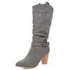 Pleated Woman's High Boots Shoes Fashion Knee High Boots Autumn Winter Gray Beige Heels Long Shoes Lady Large Size 45
