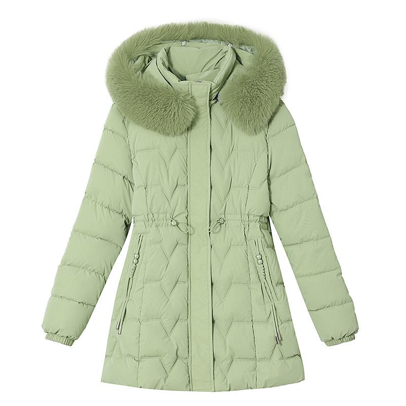 Cotton Clothes Fur Collar Winter New Women's Clothing Medium and Long Slim Fit Thickened and Thin Fashion Warm Cotton Coat Women