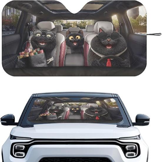 Fashion Cat Car Window Shades Foldable Car Windshield Sunshades Automotive Windshield Sunshades Keep Cool UV Rays Protection for Most Sedan Truck Van