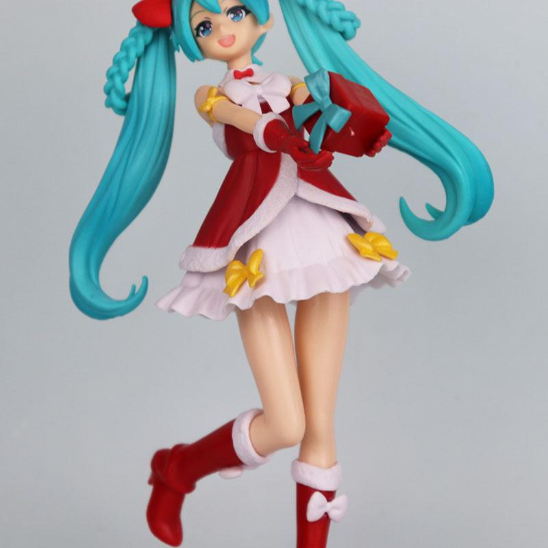 New Christmas Hatsune Miku Figure Holding Desktop Anime Handmade Decoration Doll Fans Collection theme a gift in hand for Poseable Articulated Scale