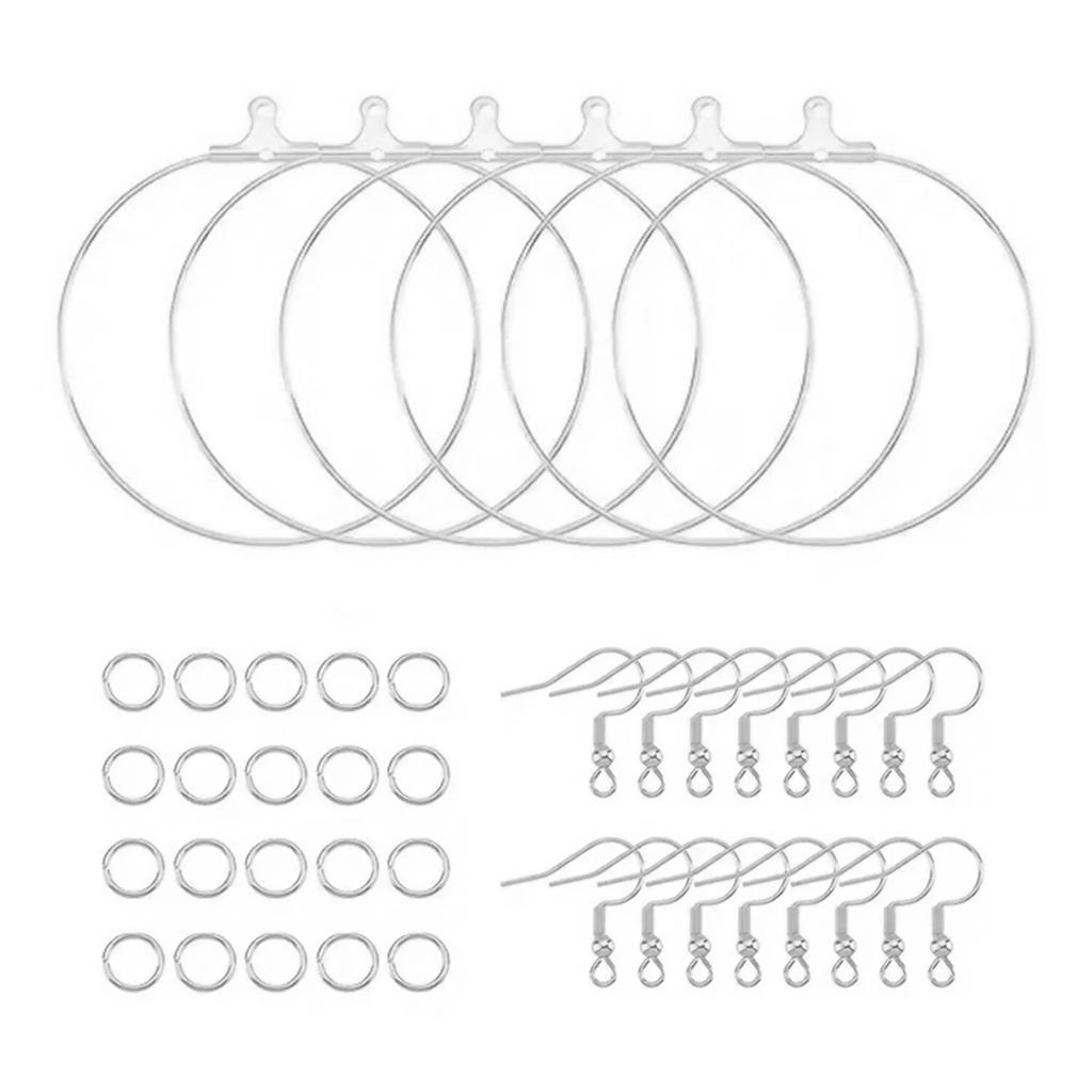 220pcs Earring Making Kit, 60pcs Earring Hooks, 100pcs Open Jump Rings And 100pcs Round Beaded Hoop Earrings Supplies