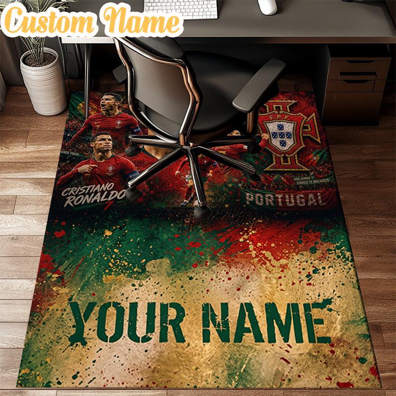 Custom Name Football Ronaldo Rug Office Rug Chair Mat Non Slip Carpet Rugs for Bedrooms Dining Room Living Room Home Decor gifts