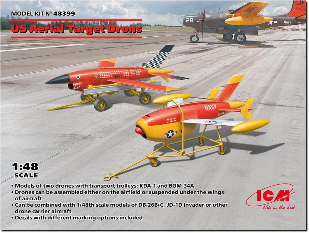 ICM 1/48 Scale American Target Drone Set of 2 (KDA-1/BQM-34A) Plastic Model Kit 48399 (Airplane)