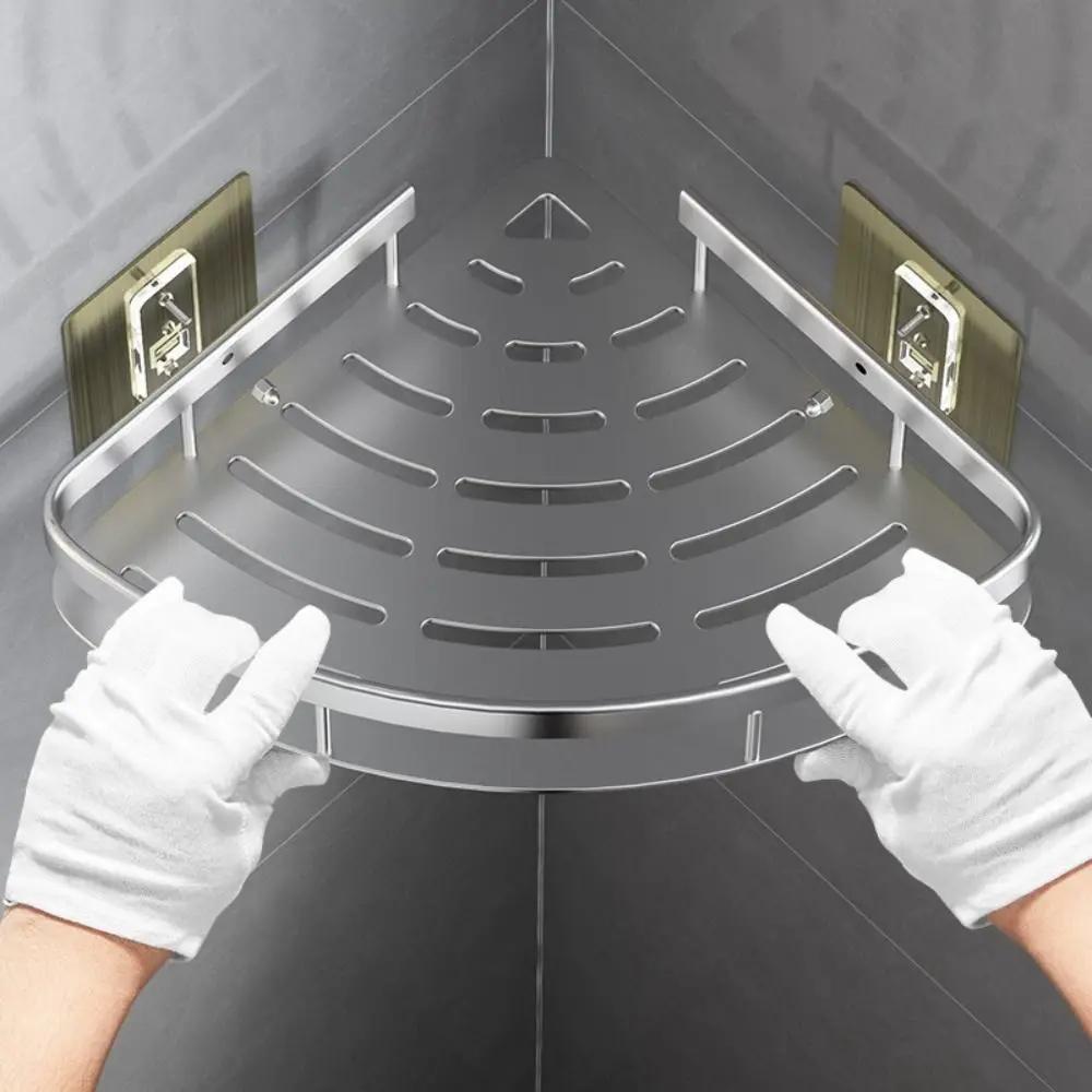 Badezimmerregale Eckduschregal Aluminium Wandhalterung Shampoo Lagerregal Halter Kein Bohren Küche Badezimmer Zubehör Rack