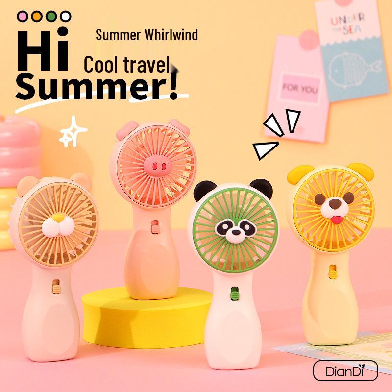 Portable Rechargeable Mini Fan with Three Speeds - Cartoon Design for Kids