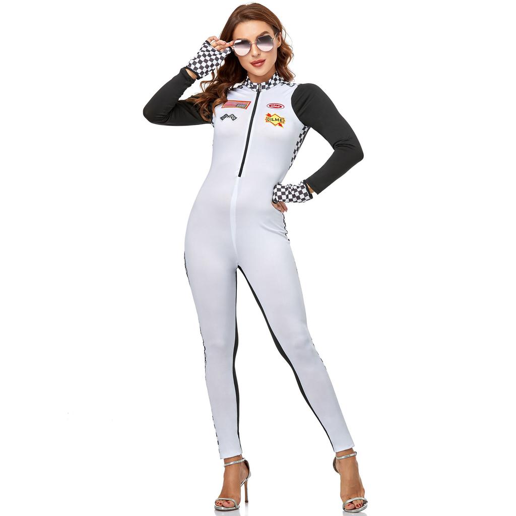 Sexy Fußball-Babe Cheerleading-Kleidung Model Auto-Kleidung Rennmädchen Lokomotiv-Jumpsuit Bühnenauftrittskleidung