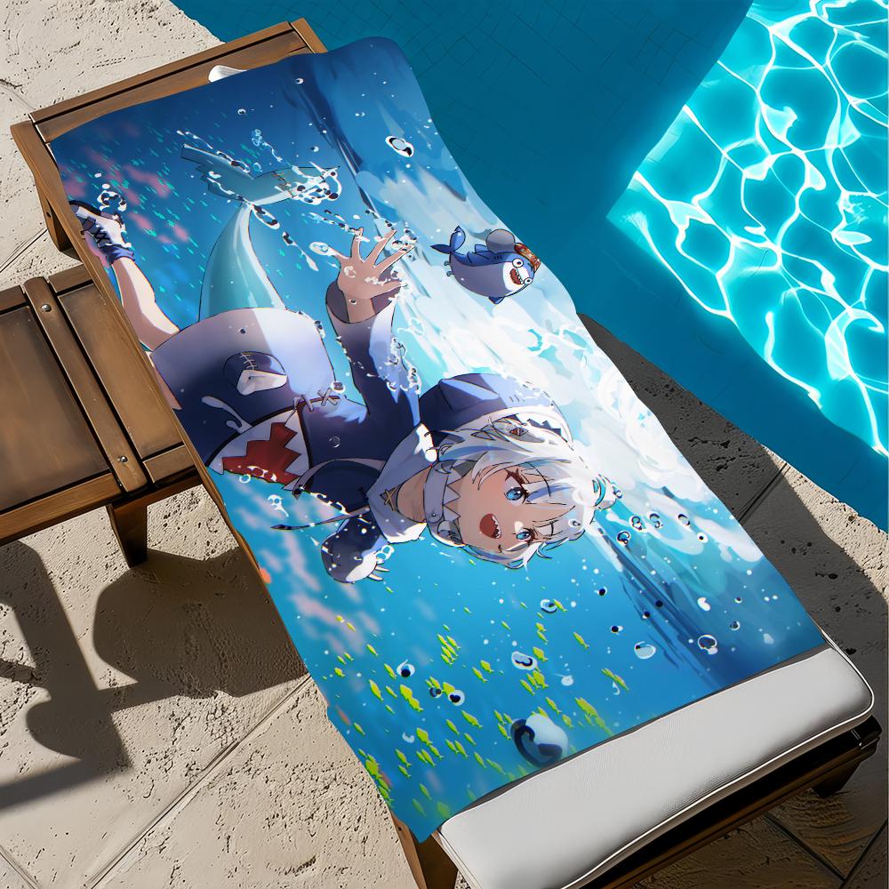 G-gawr Cute Gura H-hololive Anime Towel Beach Quick Dry Soft Pool Towels Gift for Travel Gym Shower Camping Sports