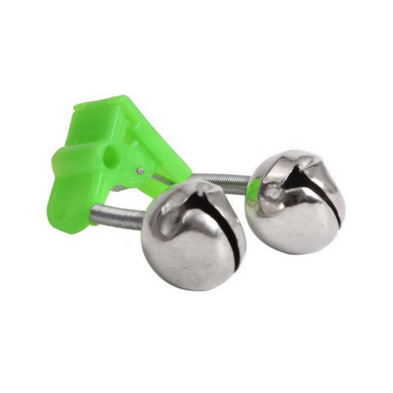 6PCS Green Fishing Rod Bells Fish Bite Alarm | Fishing Bells Clips | Bait Alarm Bell Rod Clip Tip with Double Alert Bells