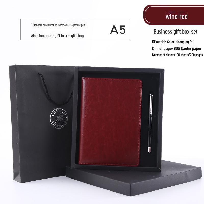 Premium Business Leather Notebook Gift Set with Custom Logo, A5/B5 Sizes, Thick Conference Notepad