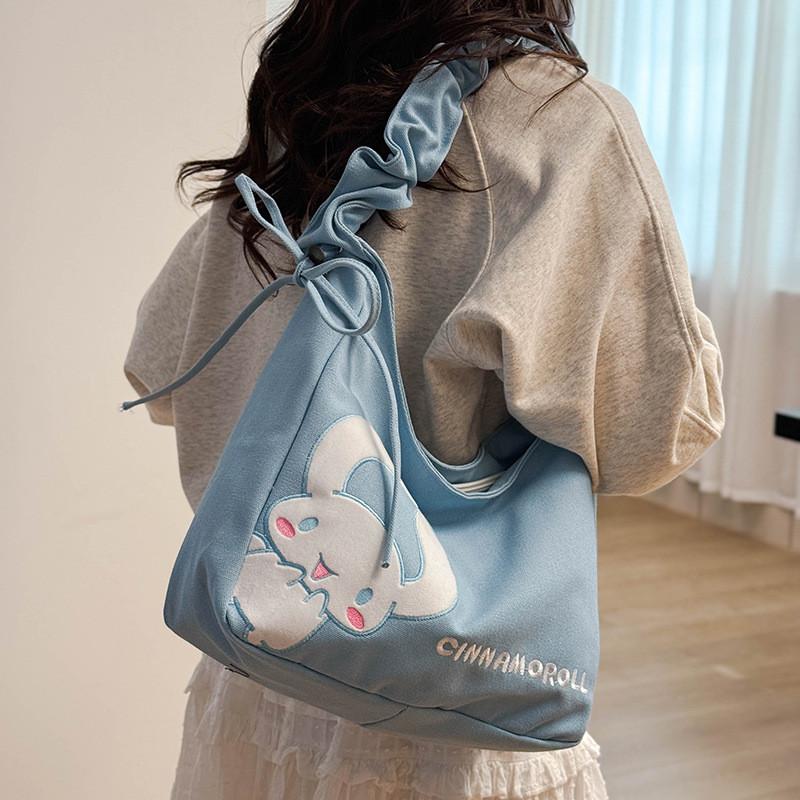 Hello Kitty Melody Kuromi Canvas Shoulder Bag With Stitching Details For Student And Outing
