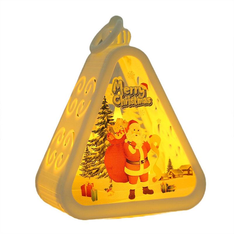 1pc Festival Lamp Xmas Gifts Santa Claus Table Ornaments LED Party Scene Props Christmas Mini Triangle Lantern Snowman