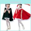 Entzückendes Weihnachts-Samt-Outfit für Kleinkind-Mädchen mit Umhang-Cape Weihnachtsmann Wichtel