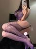 Romance Open Crotch Fishnet Bodysuit Women Sexy Lingerie Porn Garters Bodystockings Lace Underwear Erotic Outfits Sexy Set New