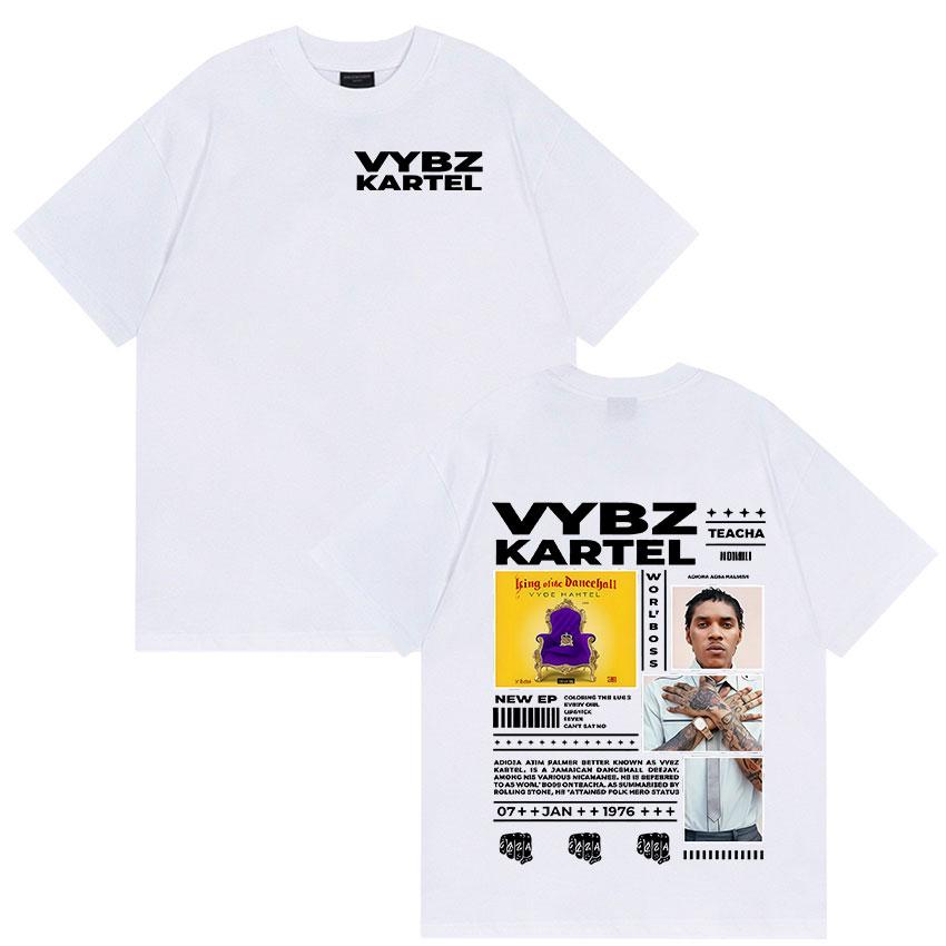 Rapper Vybz Kartel Tour 2025 Summer New Album 100 Pure Cotton Printed Tshirt Mens Hip Hop Gothic Short Sleeve High Quality