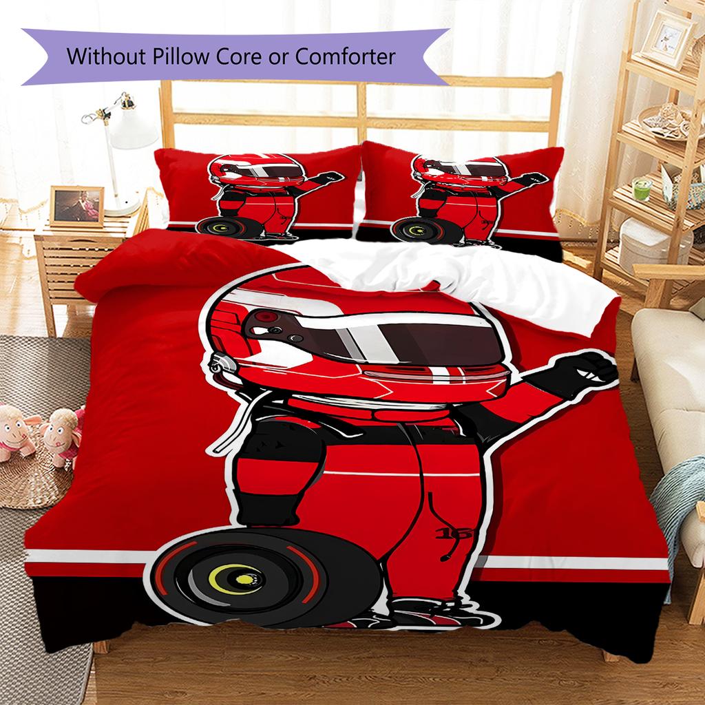 Formel 1 Muster Bettwäsche, Steppbett Set Bettbezug Kissenbezug Zuhause Geburtstagsgeschenk (1 Bettbezug + 2 Kissenbezüge, ohne Füllung)