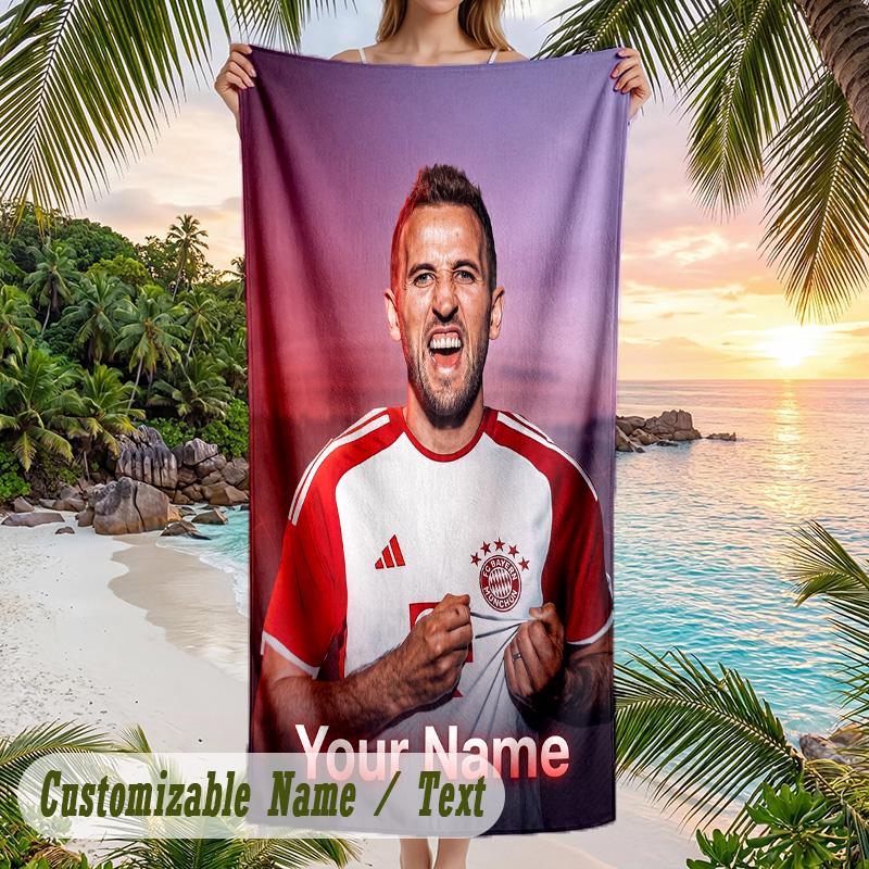 Beach Towel Harry Kane Print Custom Name Text Soft Towel for Swimming Pool