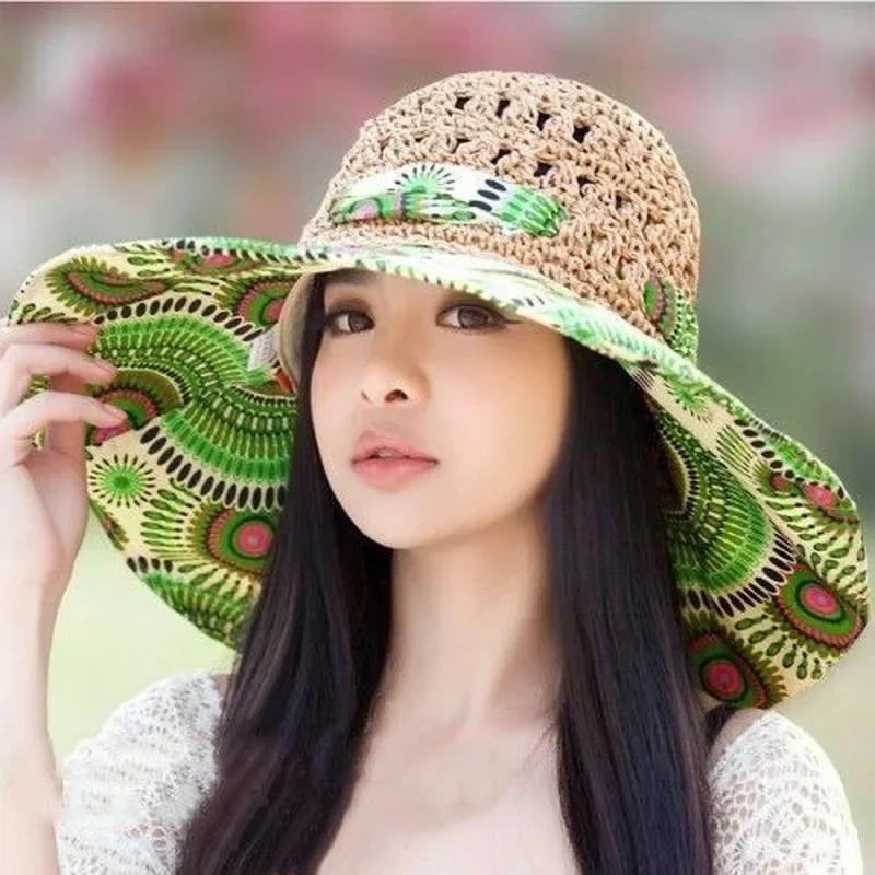 Summer New Large Eave Dome Women's Beach UV Protection Large Beach Sun Hat Sunshade Sun Protection Straw Hat Outing Accessories