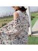 Women Mid-Length Chiffon Print Sun Protection Clothing Seven-Point Sleeve Cardigan