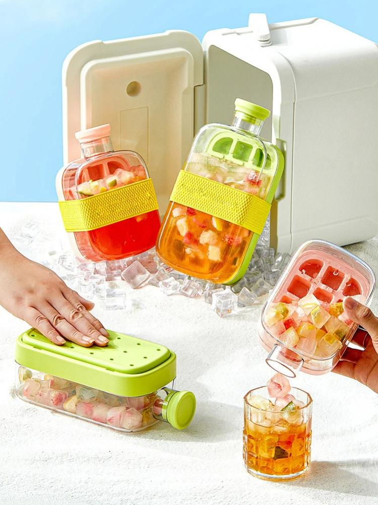 3D Transparent Drink Bottles with Straws | Ice-make Pressing Mould Designs | Portable Food-grade Ice Cube Tray Beverage Cup