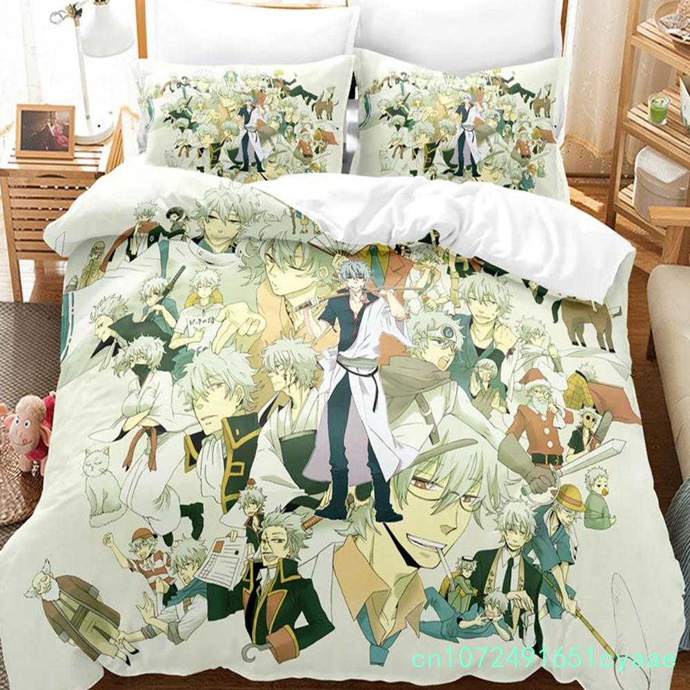 3D-gedrucktes Gintama Bettwäsche-Set Anime Gintoki Sakata Bettdeckenbezug Doppel Twin Full Queen King Erwachsene Kinder Bettwäsche Steppdeckenbezug