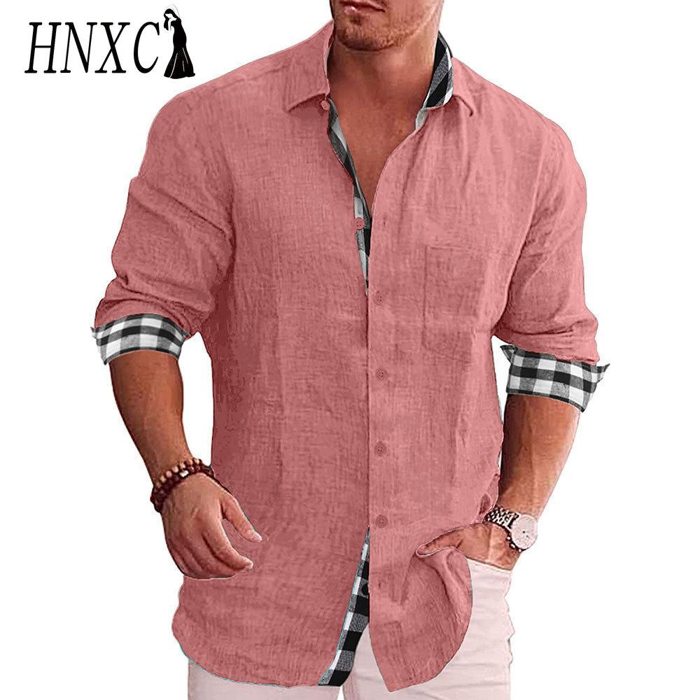 

HNXC Хлопковая футболка с длинным рукавом Мужская модная свободная рубашка с принтом Сострадательная XXXXXL розовый