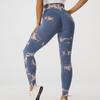 Summer seamless tie bleaching peach hip yoga pants high waist belly fitness pants women's running sports tight trousers wholesale