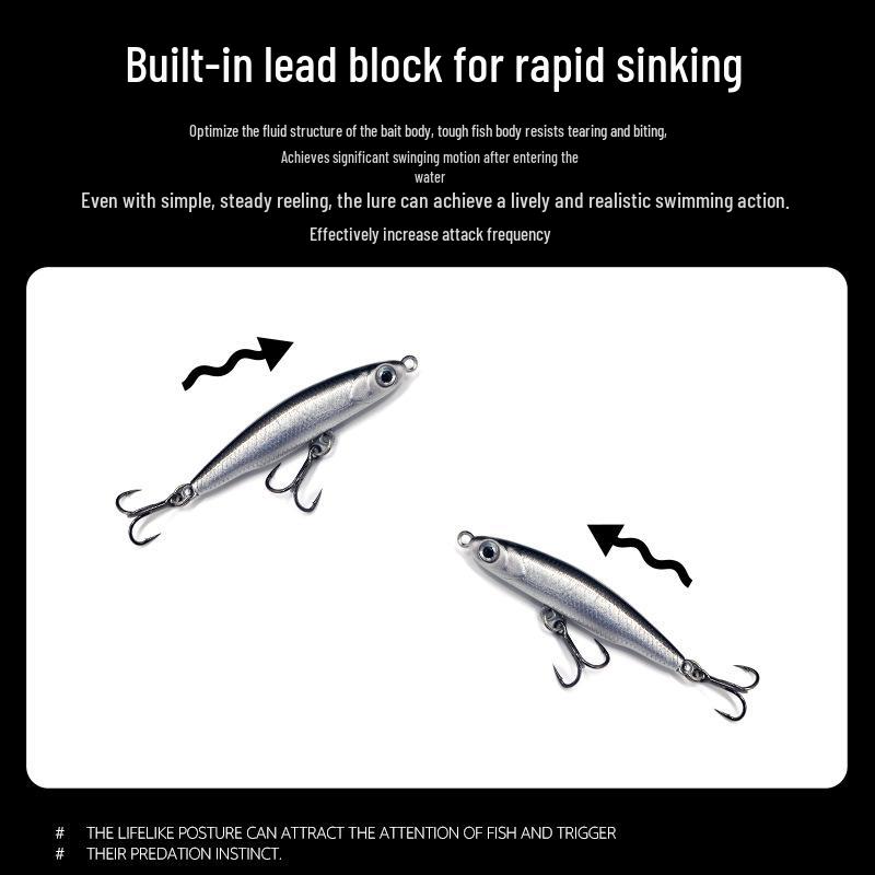 Silver Fish Pencil Sinking Twitchbait Micro Lure for Freshwater & Sea Fishing