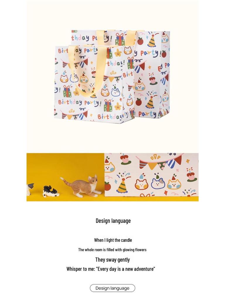 Cartoon Gift Tote Bag for Birthdays & Valentine's Day - Childlike Paper Gift Packaging