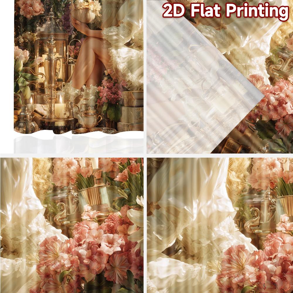 2pcs, 2D FLAT PRINTING Curtains (Without Rod) Garden Elegance Halloween Festival Creative Curtains Polyester Curtains