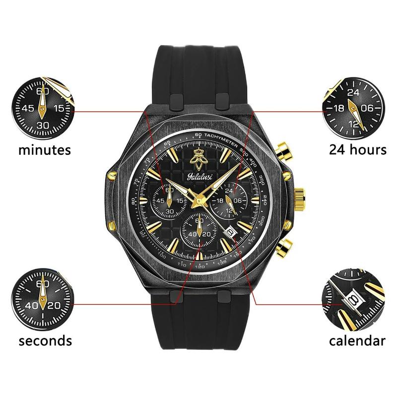 Luxury Men's Watch Chronograph Date Silicone Strap Male Clock Waterproof Luminous Quartz Fashion Sports Watches For Men