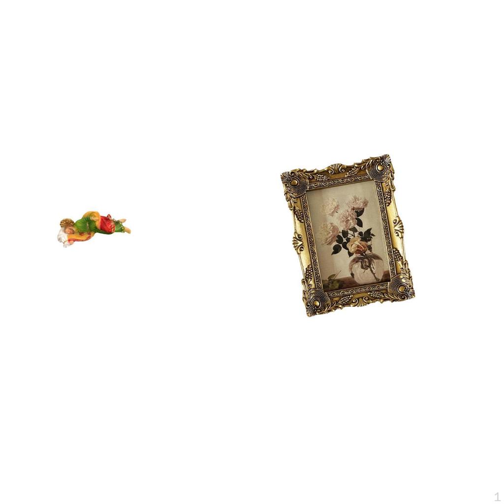 Resin Joseph Statue Figure And Ornate Photo Frame Vintage Decorative Display for Tabletop Shelf