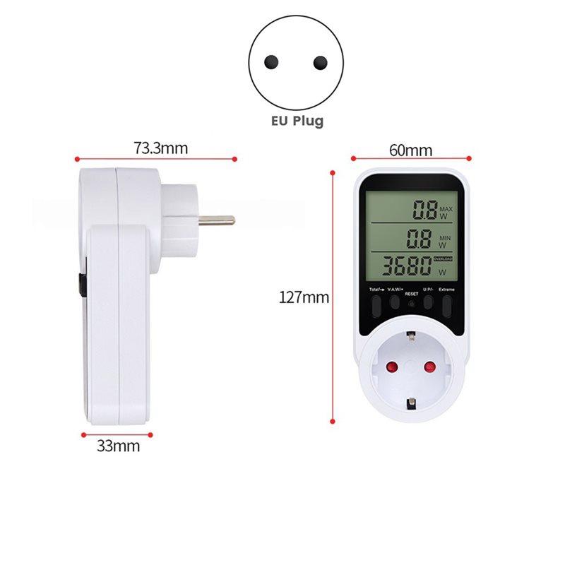 Digital LCD For Voltage Current Monitoring And Power Consumption Analysis Energy Meter Wattmeter No Backlight EU Plug