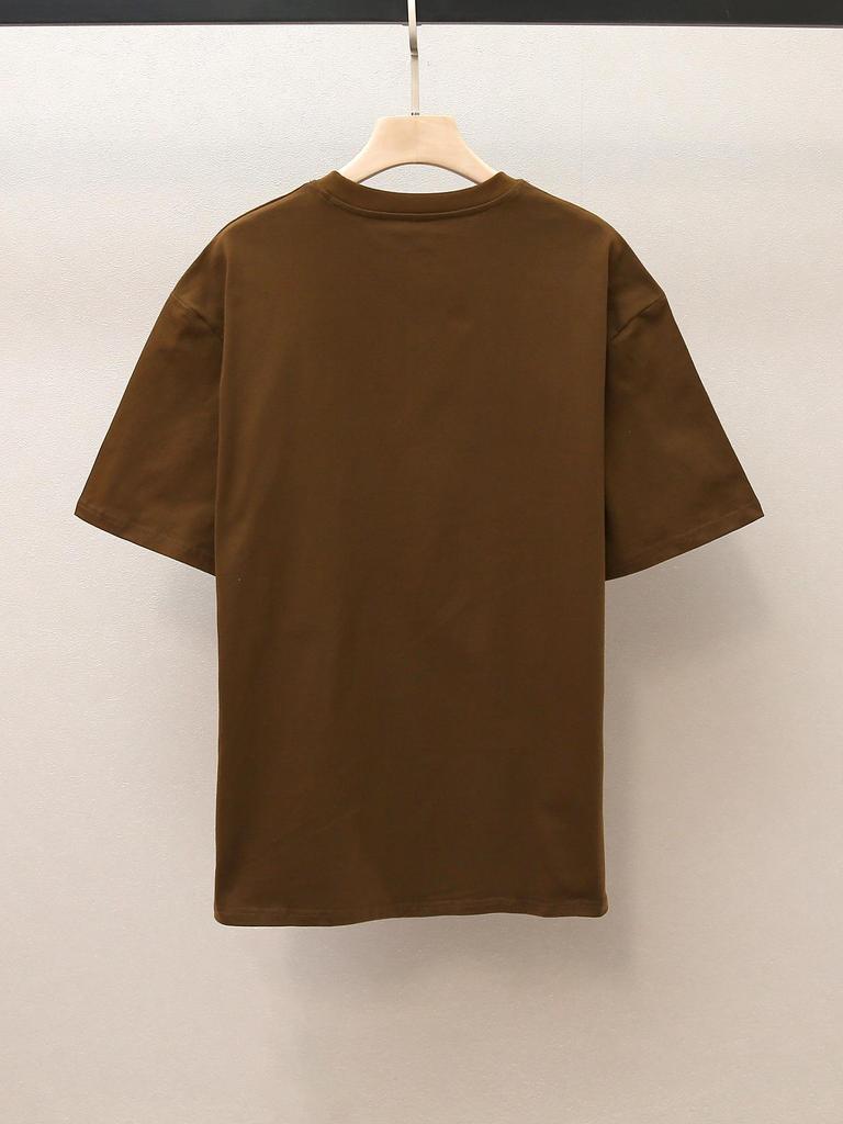 High-End Women's Autumn French Casual Printed Crew Neck T-Shirt