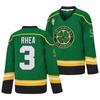 Men's Green #3 Ross The BOSS Rhea StJohn's Clovers Embroidered Hockey Jersey, Long Sleeve EMHL Patch Letterkenny Movie Fan Uniform