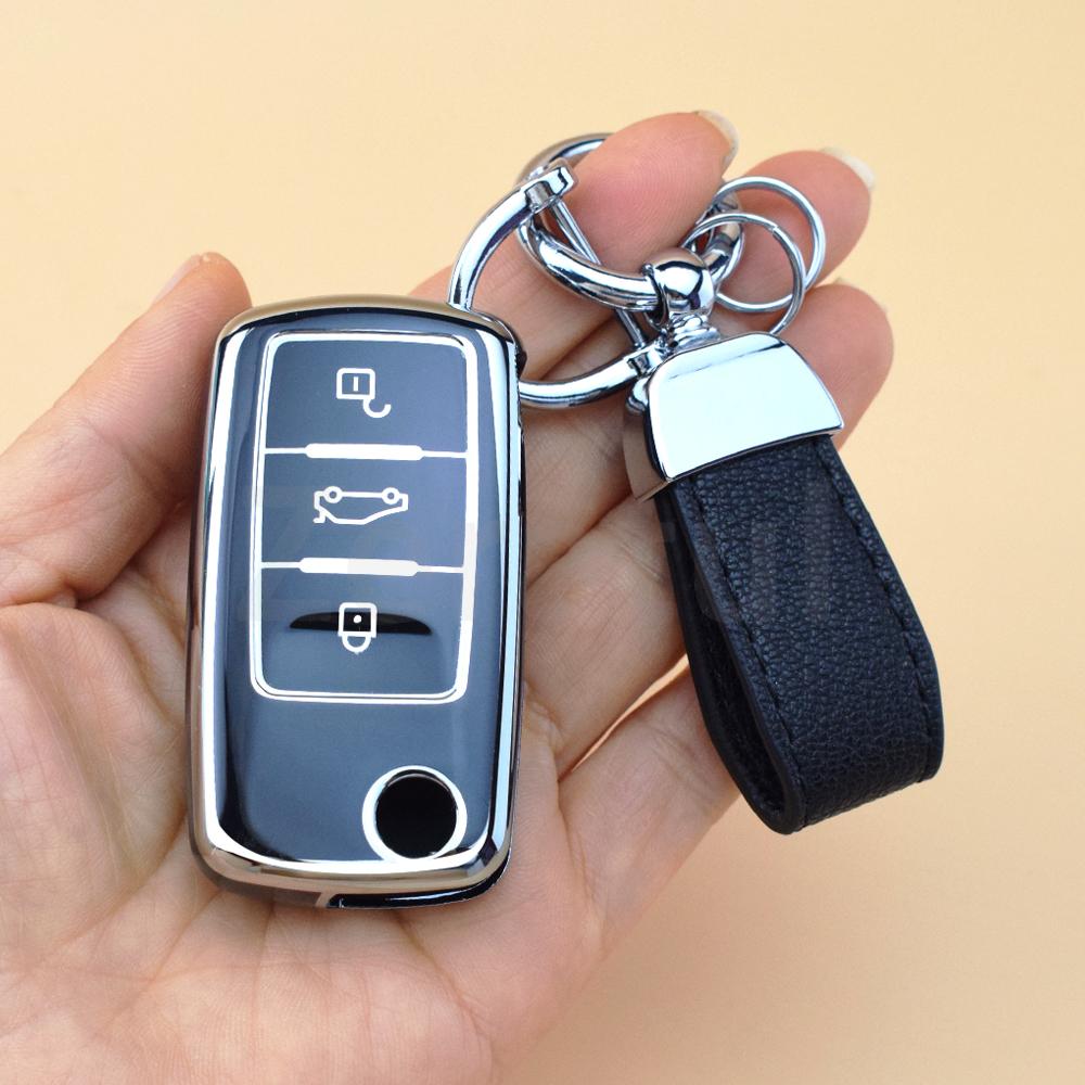 Pro Vw Volkswagen Polo Golf Passat Beetle Caddy T5 Up Eos Tiguan Skoda Octavia A5 TPU Pouzdro na klíče od auta Kryt Auto Skořápka Klíčenka Fob