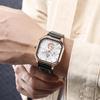 Men's Quartz Watches Alloy Dial Business Men Watch PU Leather Strap Square Sports Watch Cool Black Wristwatch for Man