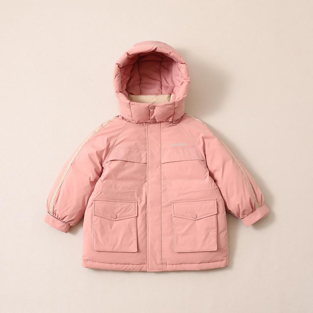 Girls' Winter Down Jacket: Mid-Length, Thickened, 90% Down, Suitable for Medium and Large Sizes - Style 2025.
