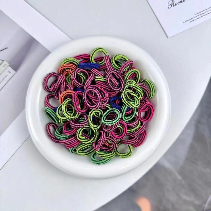 10 pezzi elastici per capelli colorati in nylon di base per ragazze, elastici per capelli con coda di cavallo, accessori per capelli alla moda per bambini
