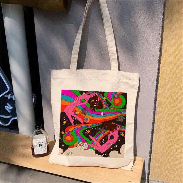 Einkaufstasche einseitige Strand-Canvas-Tasche Umhängetasche große Kapazität Handtasche 2022 neu retro Kunst Cartoon kawaii lässig niedlich Bolsas