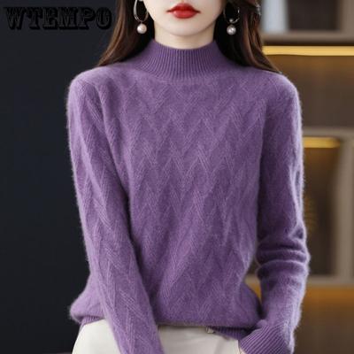Dicker Basis-Pullover für Herbst und Winter Halbochgeschlossener lockerer Pullover für Damen