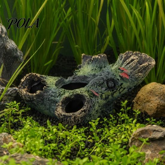 Non-toxic Fish Tank Ornament Decaying Trunk Aquarium Hide, Decorative Betta Hideout, with Multiple Holes Hide And Caves, Resin Log Hideout Cave
