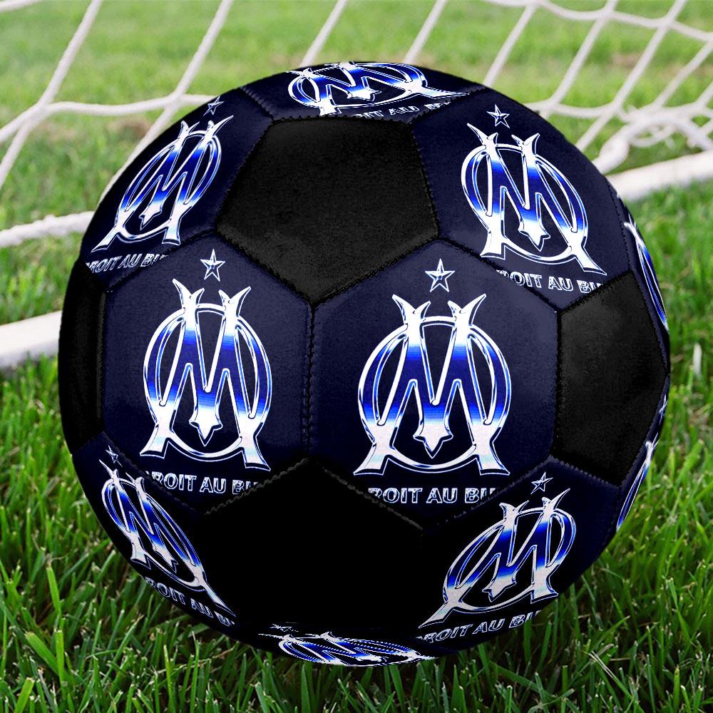 Pallone da Calcio Olympique Marseille Taglia 5 Colorato Cucito a Macchina PVC Pronto per la Competizione Resistente Alta Rimbalzanza