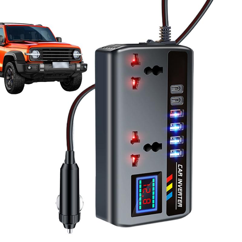 Car Inverter Converter 12V/24V To 220V Fast Charging Ports Portable Automotive Charger Inverter 3 USB Ports Vehicle Inverter