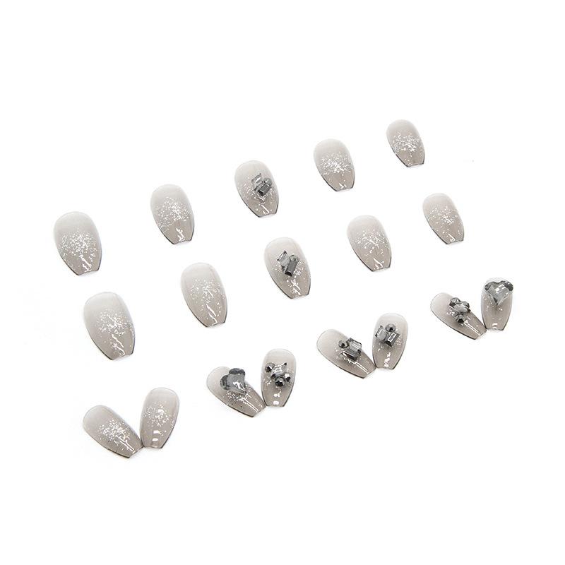Artificial Nails Short Ballet Nail Art Night Elf Flash Diamond Heart Wear Nail Whitening Essential False Nails