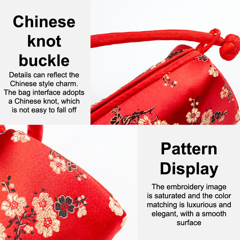Retro Embroidery Satin Silk Handbags Flower Storage Bags Silk Embroidered Women Bag Fashion Matching Bride Women Handbag