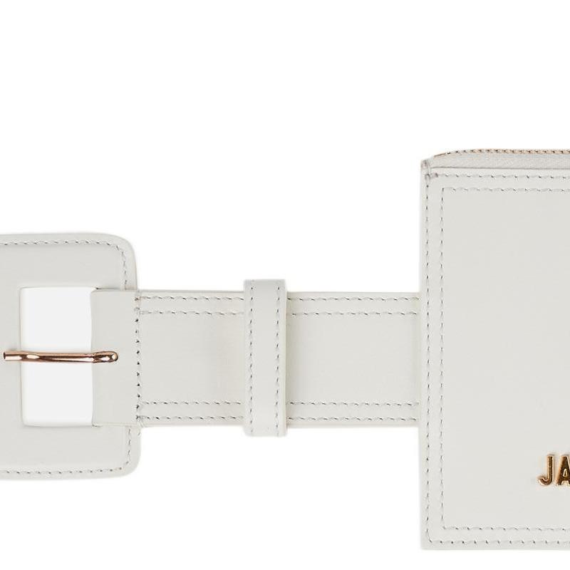 Jacquemus Logo Adjustable Buckle Leather Waist Bag Women bags White 211AC15211300100