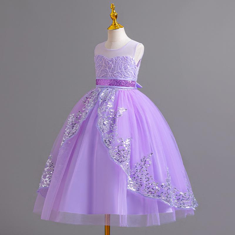 Girls' Sequin Lace Flower Girl Wedding Dress